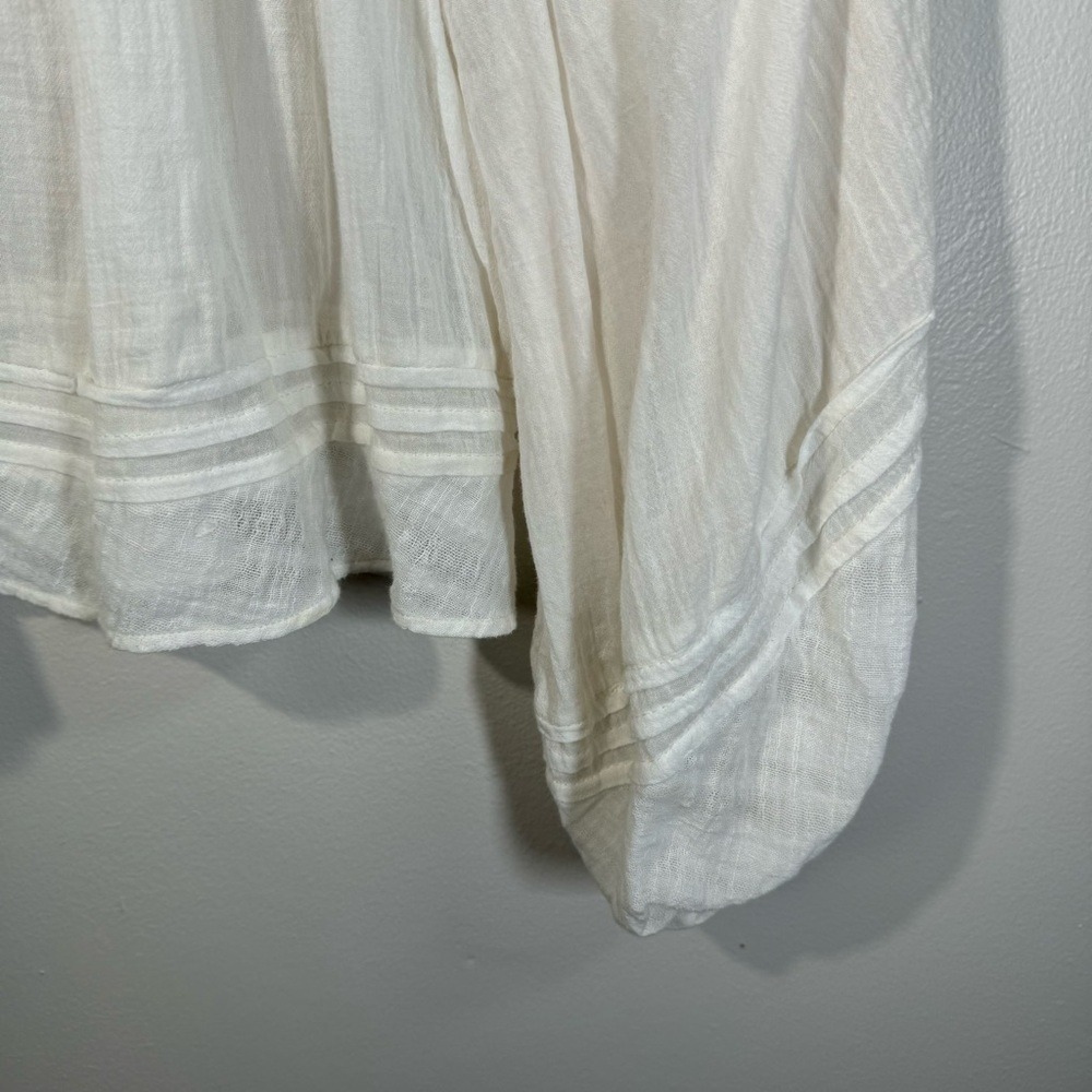 anthropologie cream gauze balloon longsleeve blouse boho slubbed cotton small - Picture 2 of 13